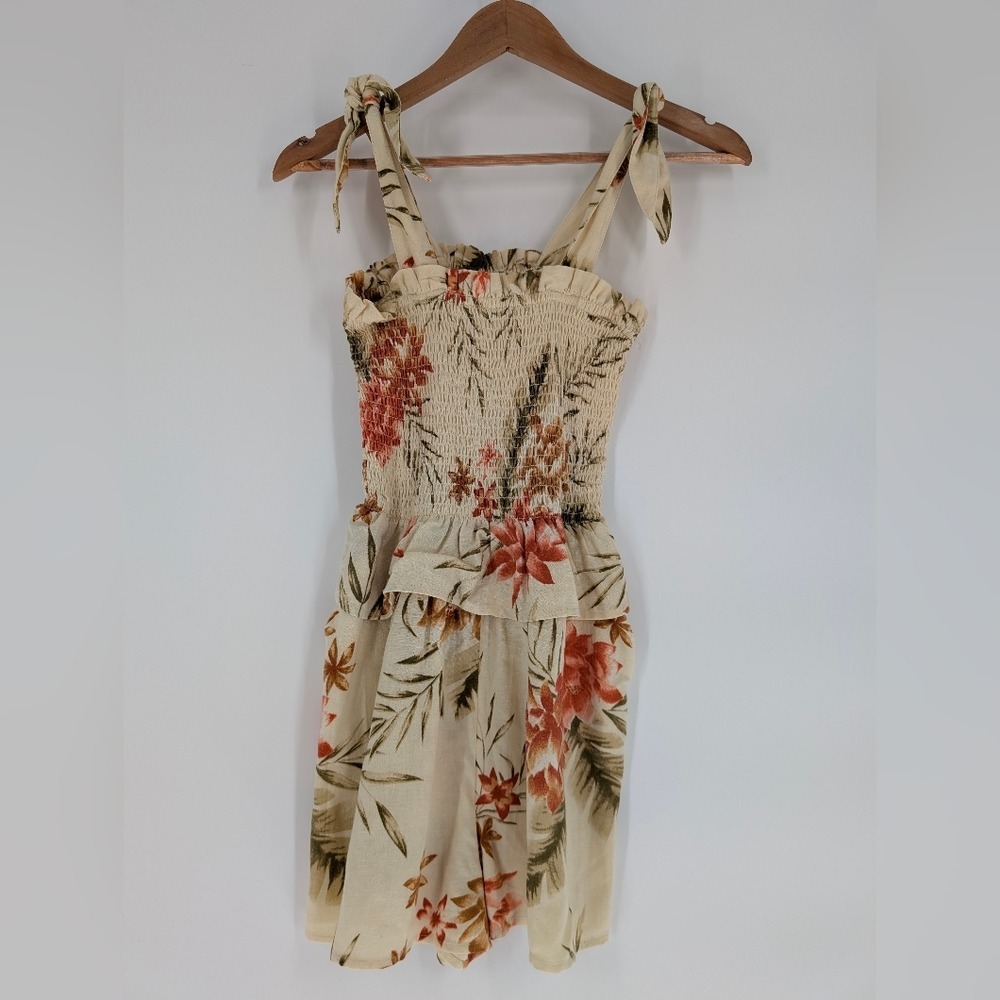 Billabong Womens Tropical‎ Floral Smocked Peplum Romper Cream JN061BHO Size S